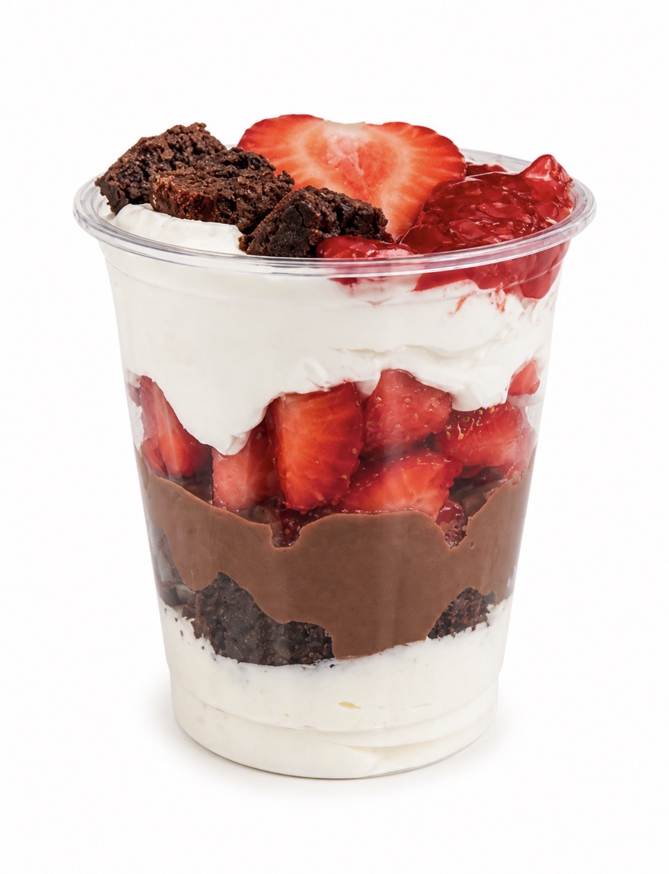 Brownie strawberry cup